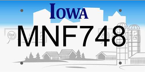 MNF748 Iowa License Plate