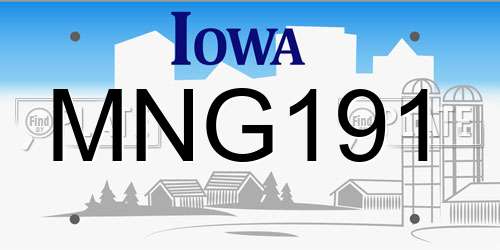 MNG191 Iowa License Plate