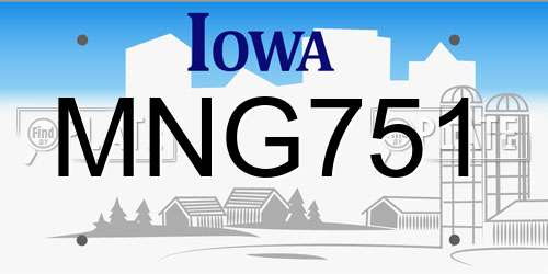 MNG751 Iowa License Plate