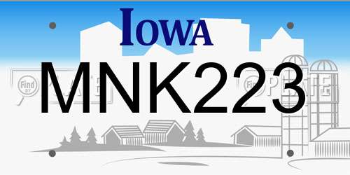 MNK223 Iowa License Plate
