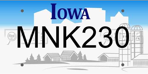 MNK230 Iowa License Plate