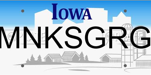 MNKSGRG Iowa License Plate
