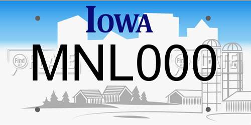 MNL000 Iowa License Plate