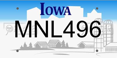 MNL496 Iowa License Plate