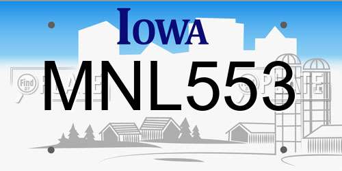 MNL553 Iowa License Plate