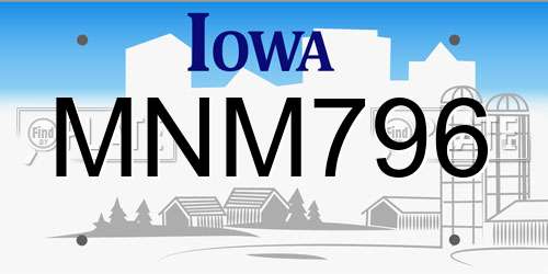 MNM796 Iowa License Plate