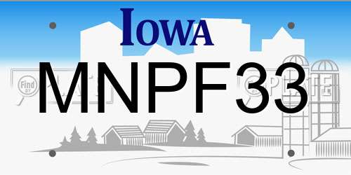 MNPF33 Iowa License Plate