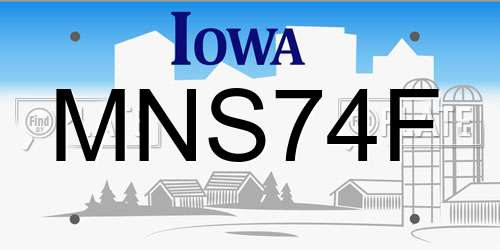 MNS74F Iowa License Plate