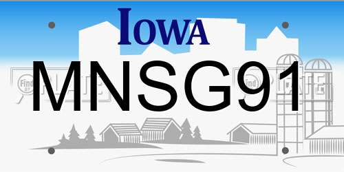 MNSG91 Iowa License Plate