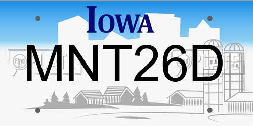MNT26D Iowa License Plate