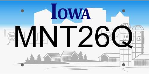 MNT26Q Iowa License Plate
