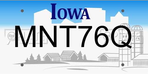 MNT76Q Iowa License Plate