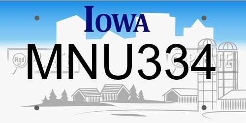 MNU334 Iowa License Plate