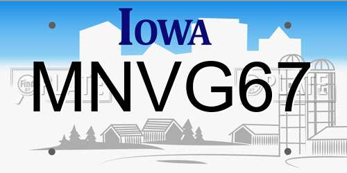 MNVG67 Iowa License Plate