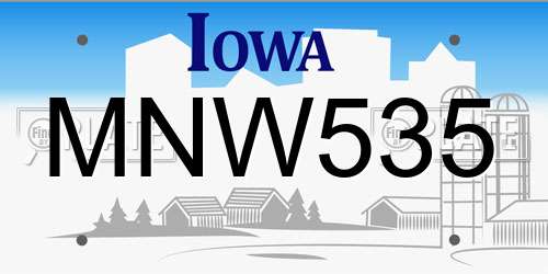 MNW535 Iowa License Plate