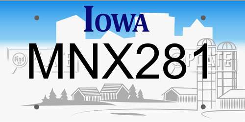 MNX281 Iowa License Plate