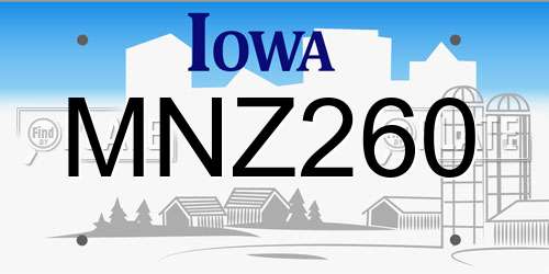 MNZ260 Iowa License Plate