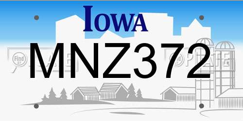 MNZ372 Iowa License Plate