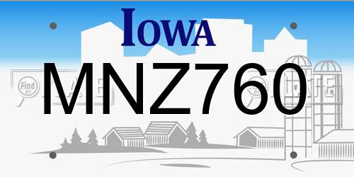 MNZ760 Iowa License Plate