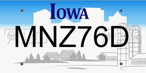 MNZ76D Iowa License Plate