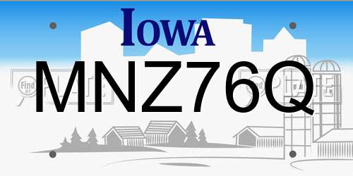 MNZ76Q Iowa License Plate