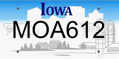 MOA612 Iowa License Plate