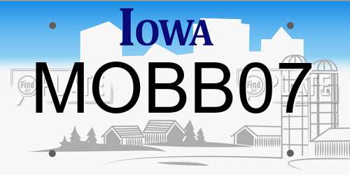 MOBB07 Iowa License Plate