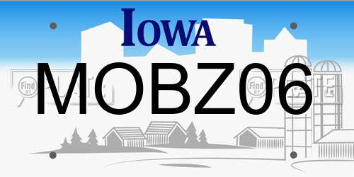 MOBZ06 Iowa License Plate