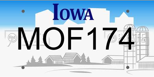 MOF174 Iowa License Plate
