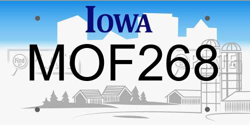 MOF268 Iowa License Plate