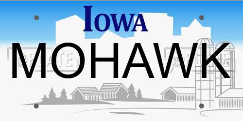 MOHAWK Iowa License Plate