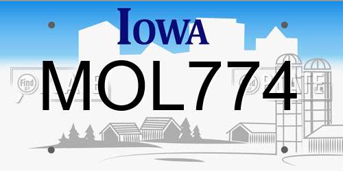 MOL774 Iowa License Plate
