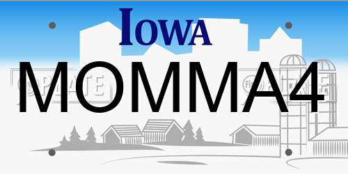 MOMMA4 Iowa License Plate
