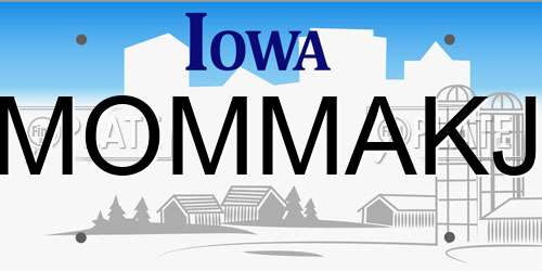MOMMAKJ Iowa License Plate