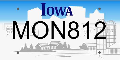 MON812 Iowa License Plate