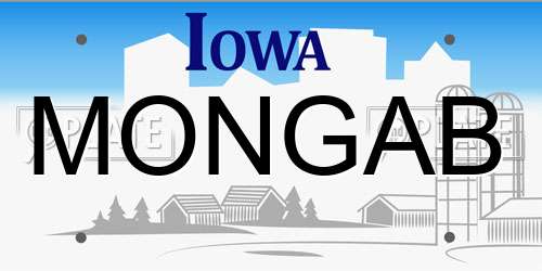 MONGAB Iowa License Plate
