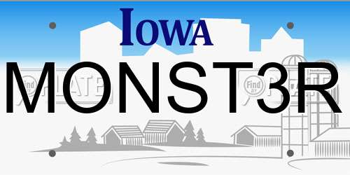 MONST3R Iowa License Plate