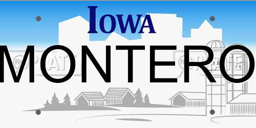 MONTERO Iowa License Plate