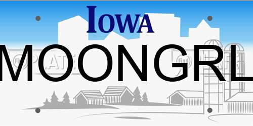 MOONGRL Iowa License Plate