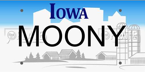 MOONY Iowa License Plate