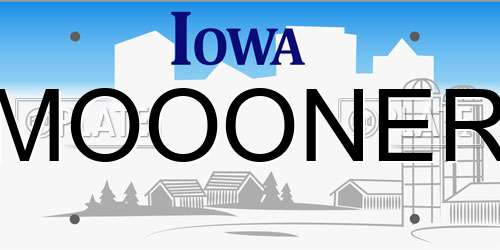 MOOONER Iowa License Plate