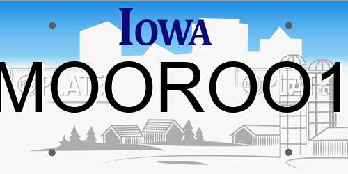MOOROO1 Iowa License Plate