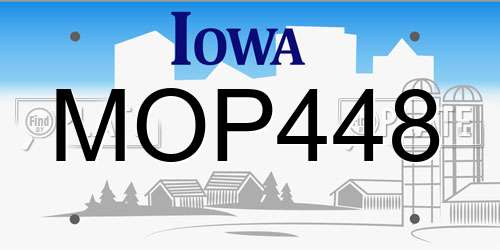 MOP448 Iowa License Plate