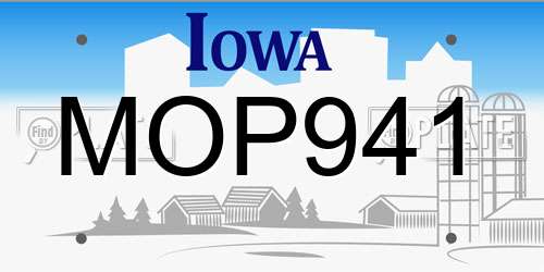 MOP941 Iowa License Plate