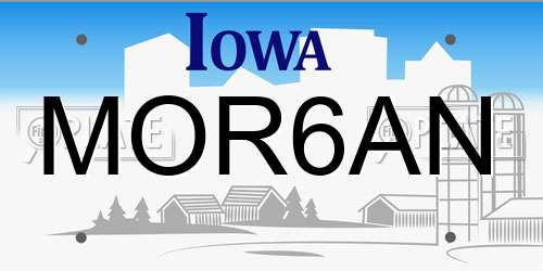 MOR6AN Iowa License Plate