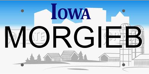 MORGIEB Iowa License Plate