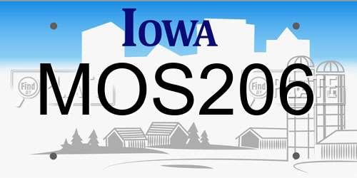 MOS206 Iowa License Plate