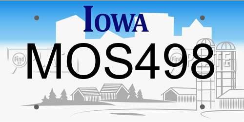 MOS498 Iowa License Plate