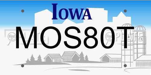 MOS80T Iowa License Plate