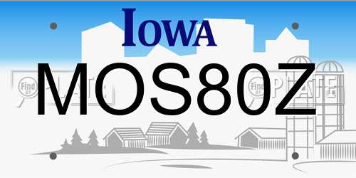 MOS80Z Iowa License Plate
